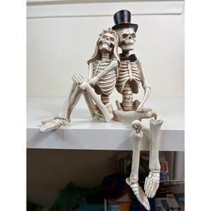 Skeleton Bride And Groom Shelf Sitter Halloween Goth Decor